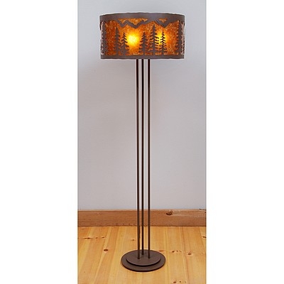 Floor Lamp Spruce Tree Silhouette, Whipstitch Edges Rustic