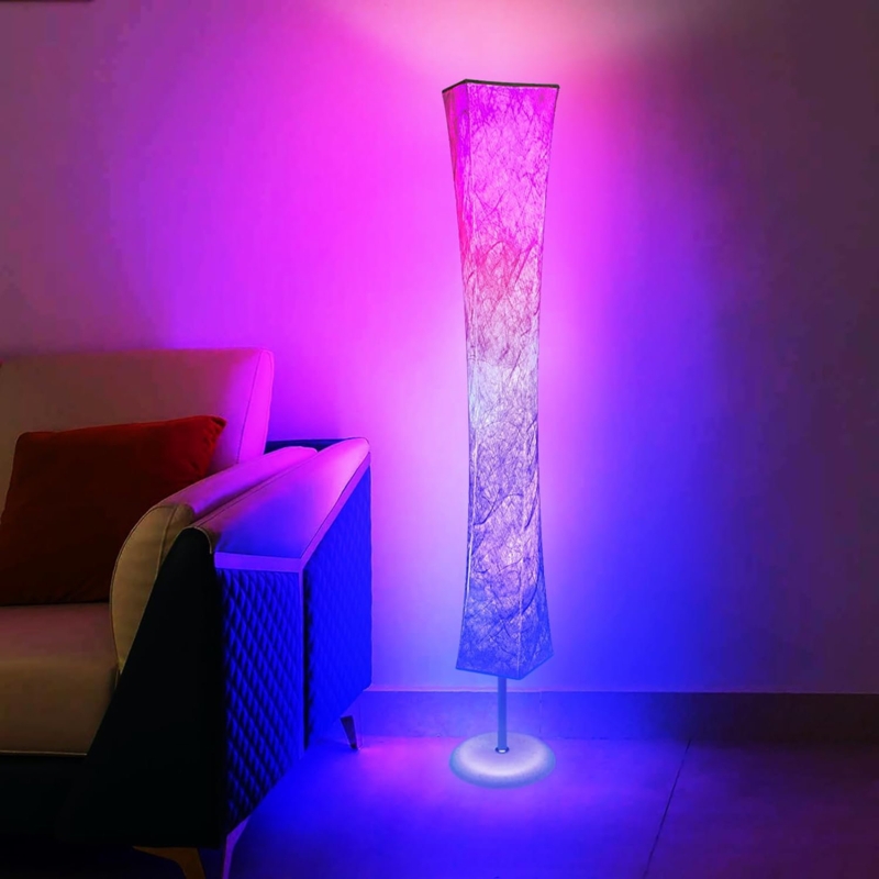 Floor Lamp Square Column RGB Corner Black Slender Silhouette