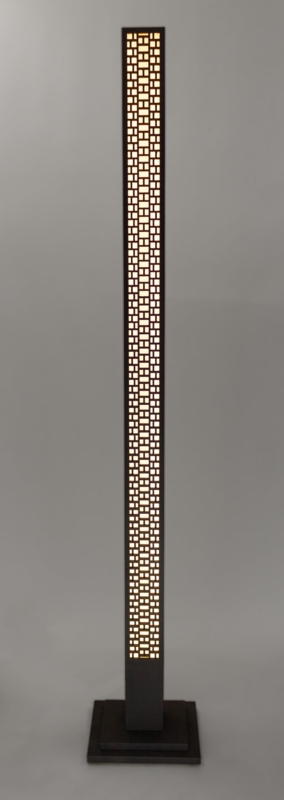 Floor Lamp Square Tower Silhouette Columnar Base Translucent Shade
