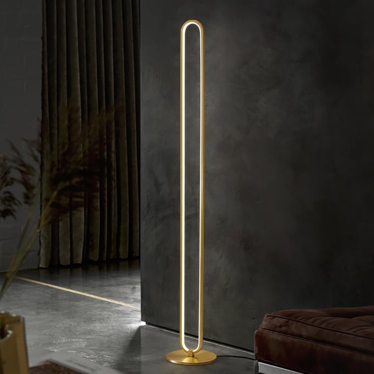 Floor Lamp: Stacked Open Geometric Rectangular Frames, Integrated LED
