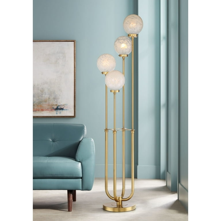 Floor Lamp Staggered Arm Silhouette Gold Mid-Century Modern