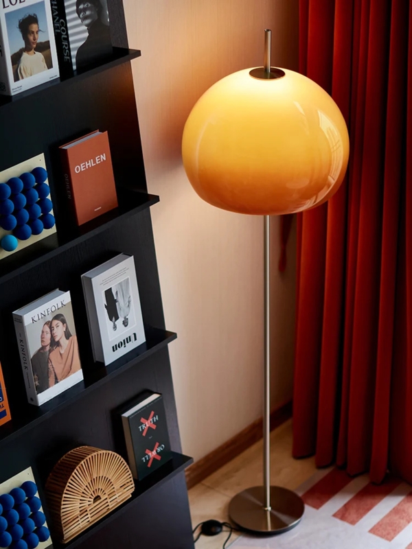 Floor Lamp Staggered Arms Globe Shades Glass Metal Mid-Century