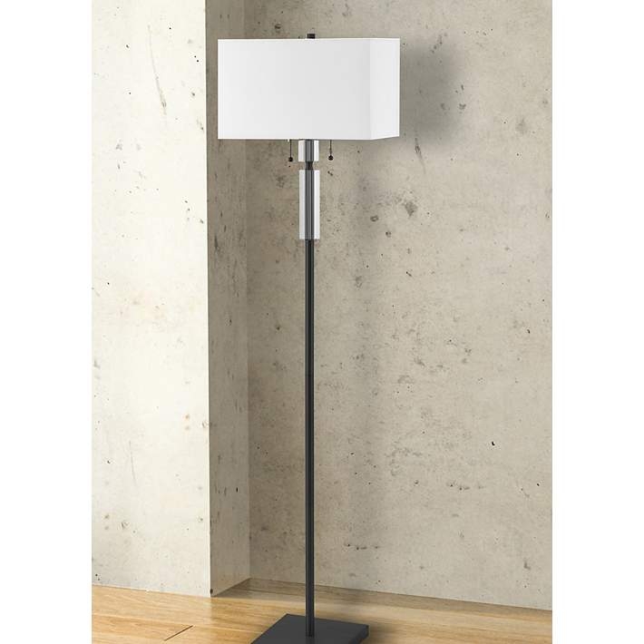 Floor Lamp Staggered Dual Shades Matte Black Minimalist