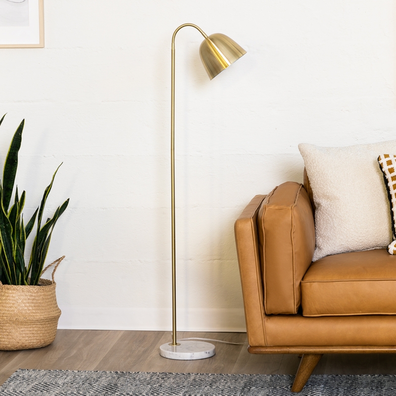 Floor Lamp T-Shaped Head Brushed Finish Ultra Slim Minimalist