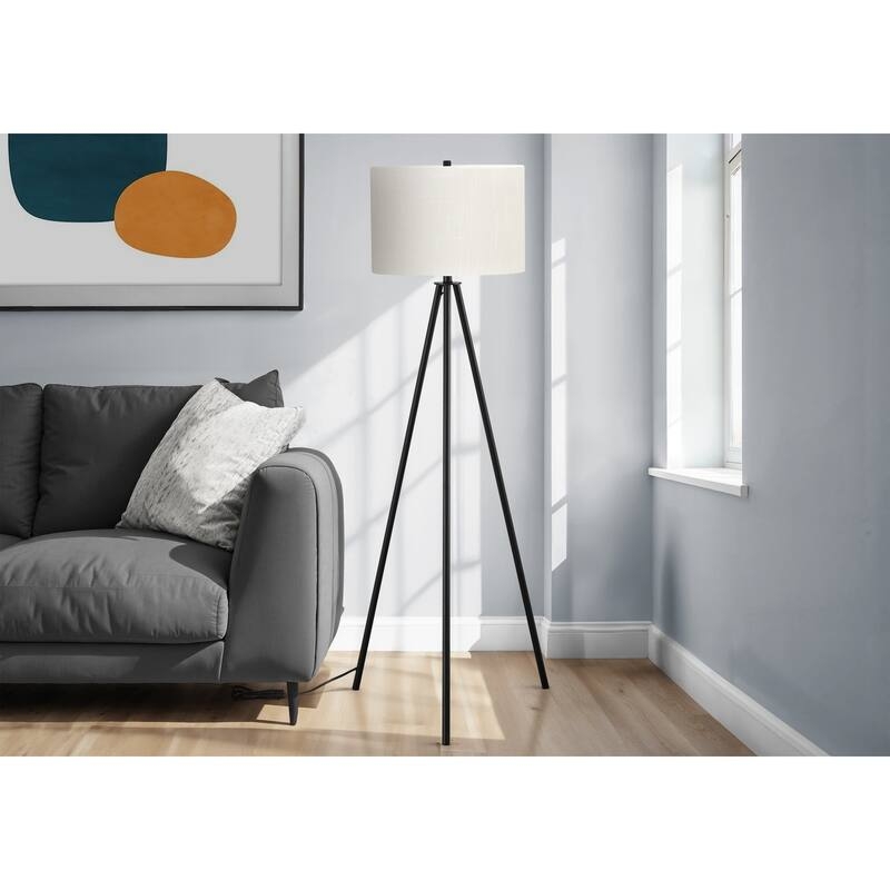 Floor Lamp Tall Cylindrical Fabric Shade Bedroom Corner Light