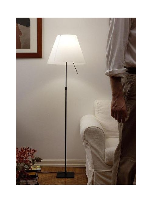 Floor Lamp Telescopic Base Conical Shade Black Aluminum Design