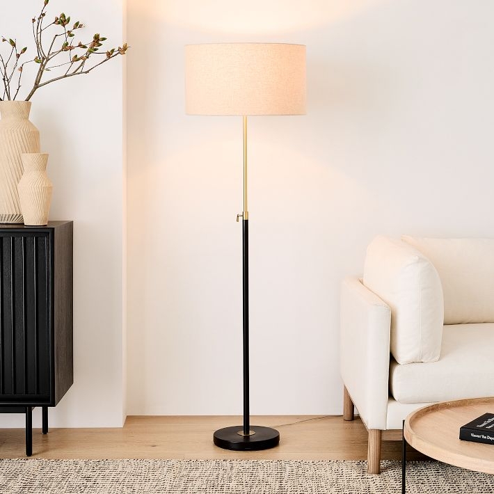 Floor Lamp Telescoping Arm Tripod Base Mid-Century Modern Design