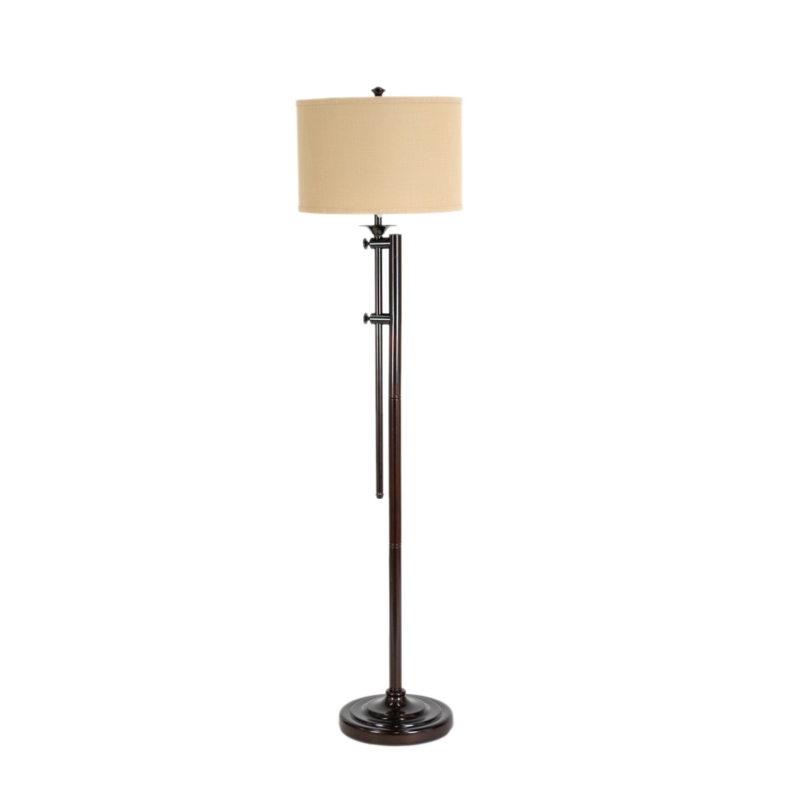 Floor Lamp Telescoping Pole Bronze Finish with Drum Shade Traditional