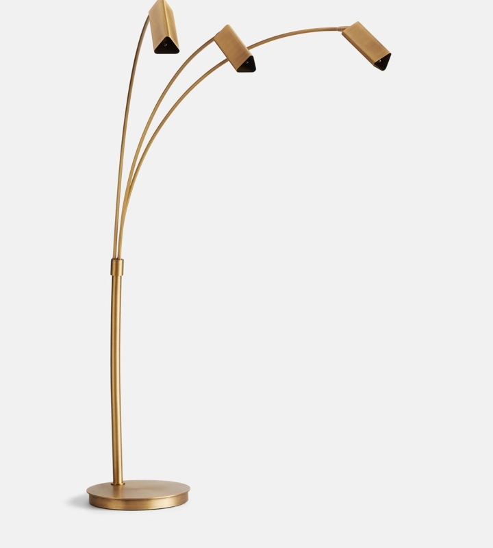 Floor Lamp Three Head Globe Shades Matte Black Staggered Height
