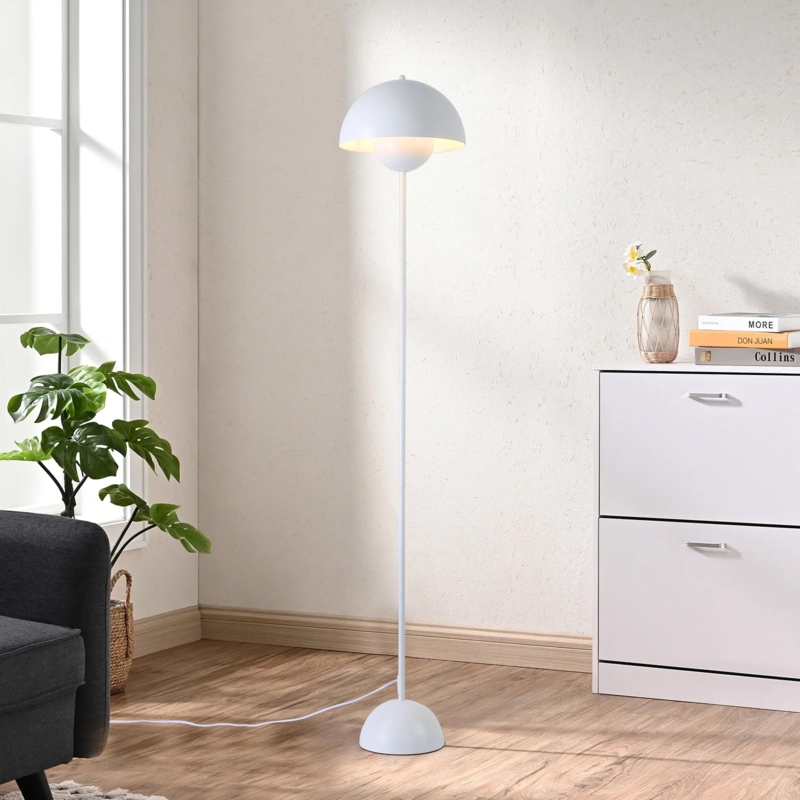 Floor Lamp Three Light Bud Shaped Shades Black Mid Century Modern
