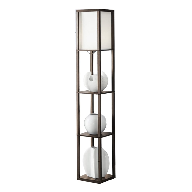 Floor Lamp Three Tier Shelf Square Shade Display Lamp