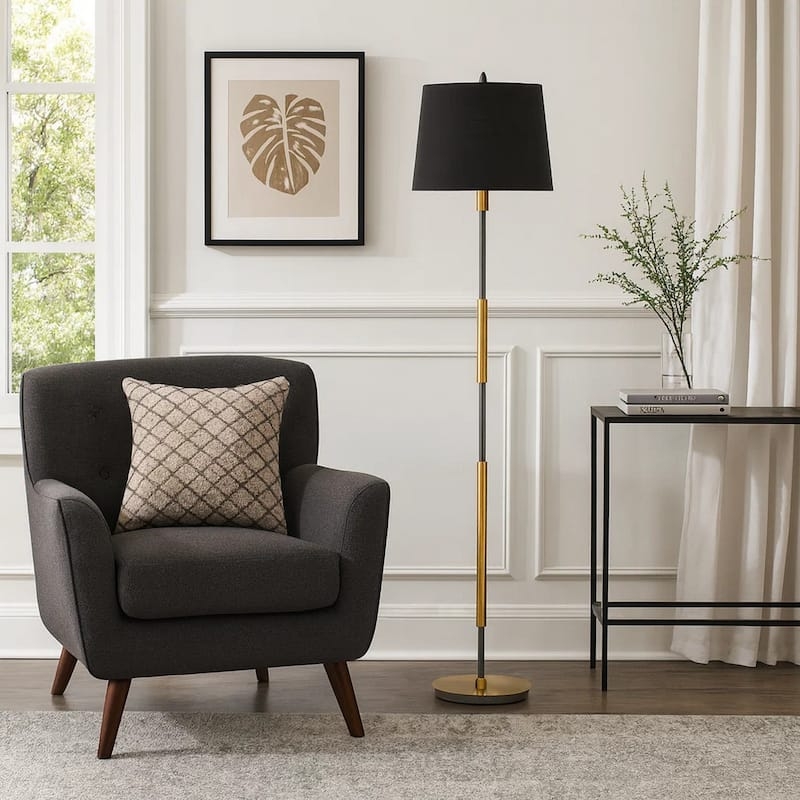 Floor Lamp Top Finial Gold and Black Contrast Shade