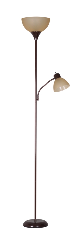 Floor Lamp Torchiere with Adjustable Reading Light Dark Metal Finish
