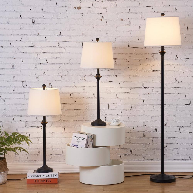 Floor Lamp: Traditional Matte Black Slender Pole for Reading Nook