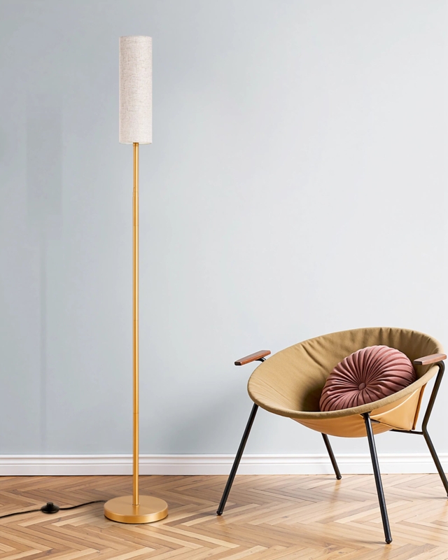 Floor Lamp Transitional Slim Profile Tapered Shade Moody Decor