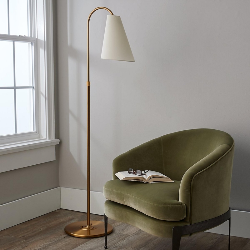 Floor Lamp Transitional Tripod Base Burnished Brass with Drum Shade