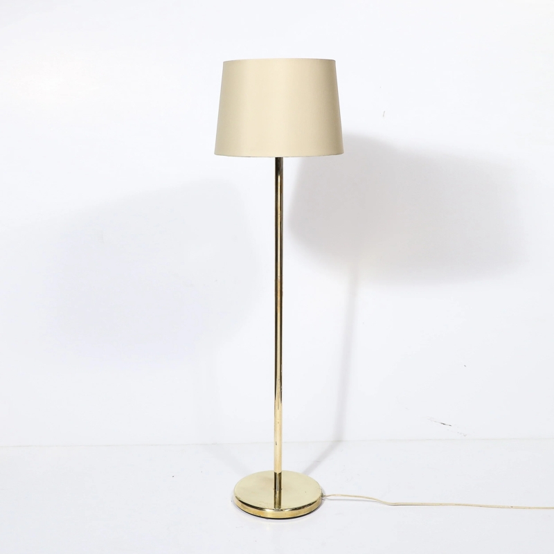 Floor Lamp Translucent Dome Shade Polished Finish Slender Pole