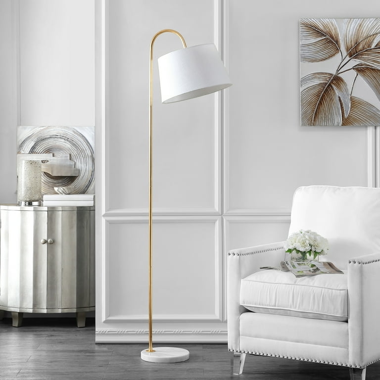 Floor Lamp Triple Light Conical Shades Brass Tone Minimalist