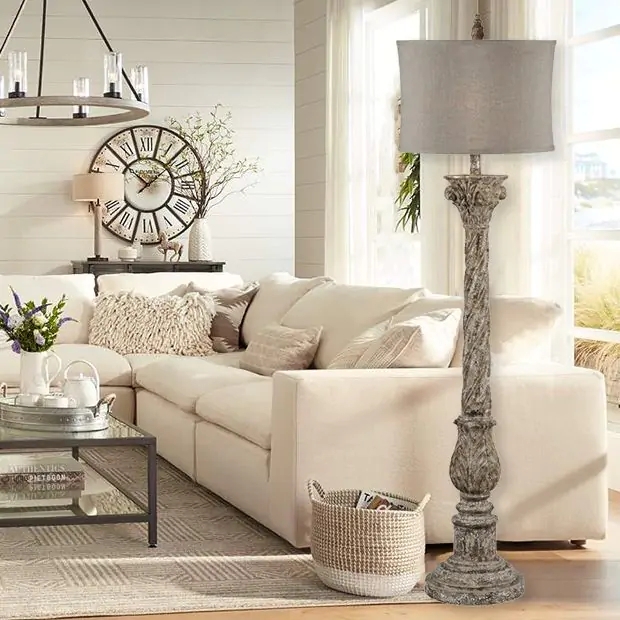 Floor Lamp Tripod Base Dark Bronze with Drum Shade Industrial Style