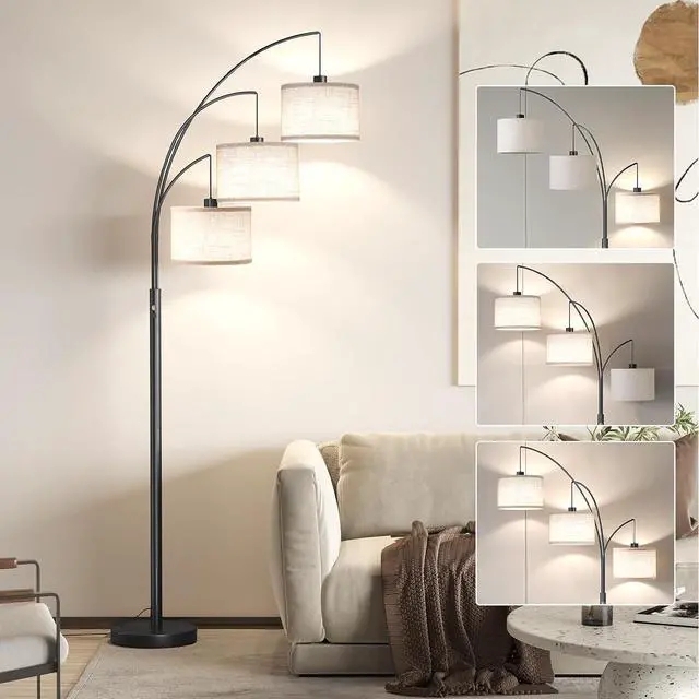 Floor Lamp Tripod Silhouette, Linen Shade Pull Chain