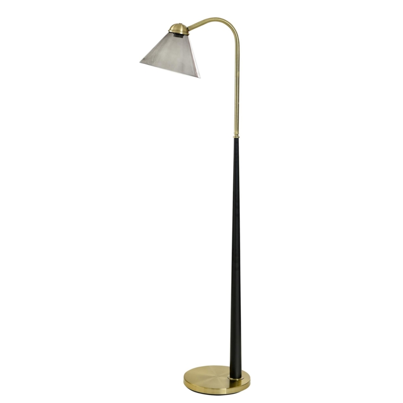 Floor Lamp Turned Pole Gold Finish Tapered Shade