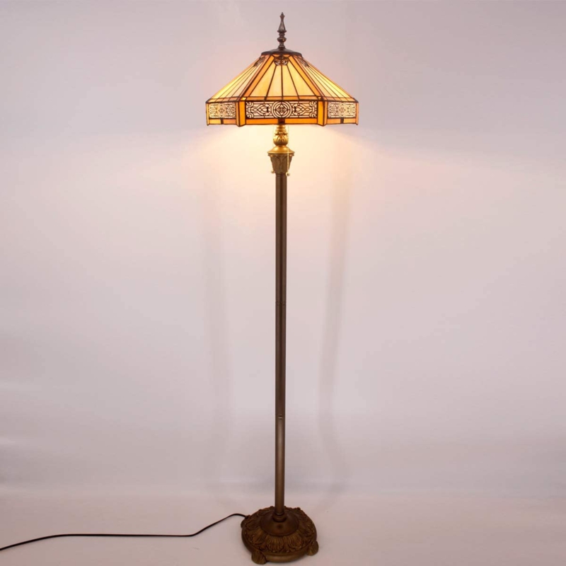 Floor Lamp Turned Post Tapered Shade Antique Bronze Traditional