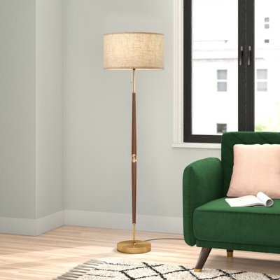 Floor Lamp Turned Spindle Base Silver Metallic Finish Traditional
