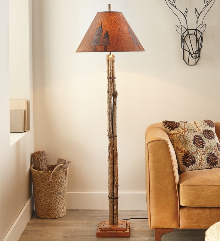 Floor Lamp Twig Base Organic Silhouette Lodge Style Lighting