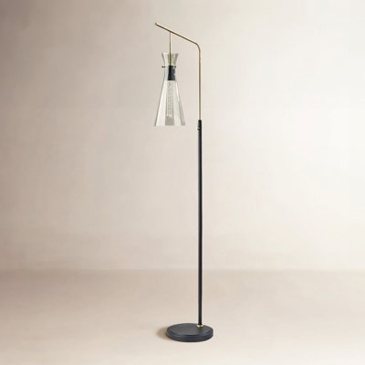 Floor Lamp Ultra Slim Pole Linen Drum Shade Airy Style