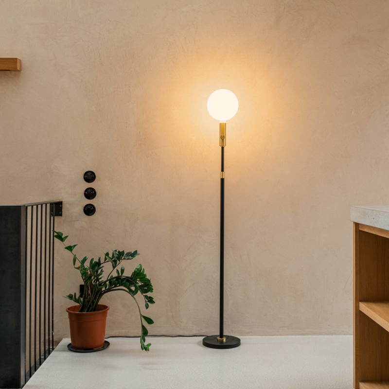 Floor Lamp Ultra-Thin Profile Oversized Arched Neck Spherical Shade