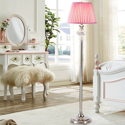 Floor Lamp Urn Shaped Stem Faceted Glass Pleated Cone Shade
