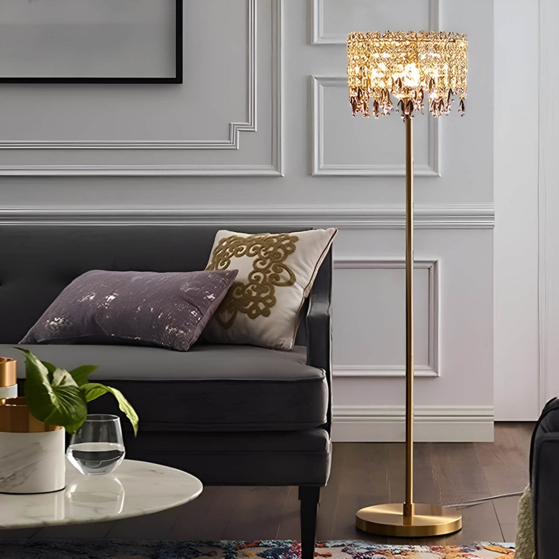 Floor Lamp Vertical Rods Tiered Design Luxury Style Elegant
