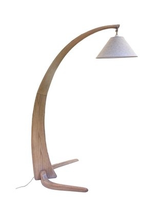 Floor Lamp Vintage Italian White Conical Shade Gold Toned Arc