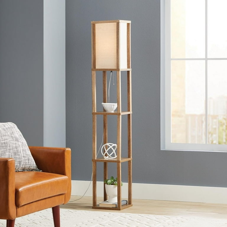 Floor Lamp Weathered Finish Dual Pull Chains Square Shade Styling