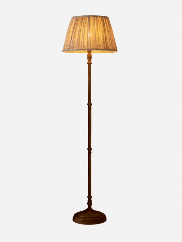 Floor Lamp Wide Dome Shade Gold Toned Stand Black