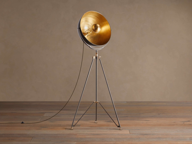 Floor Lamp with Adjustable Dome Shade, Bronze Finish & Industrial Pivot