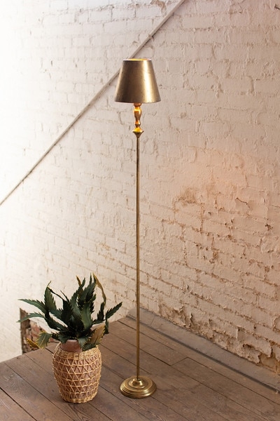 Floor Lamp with antique finish and metal dome shade.