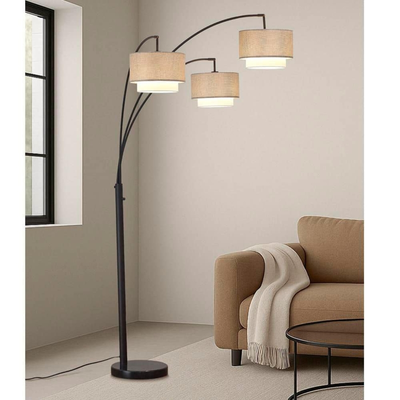Floor Lamp with Cascading Shades, Dark Bronze Finish for Ambient Light