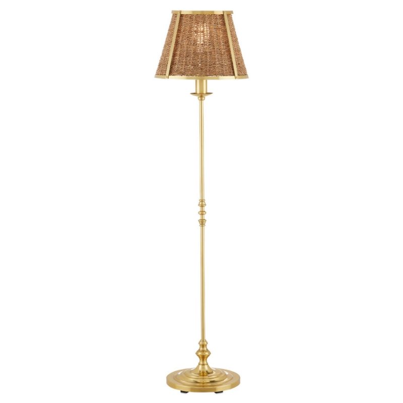 Floor Lamp With Central Knot Detail Polished Gold Empire Shade