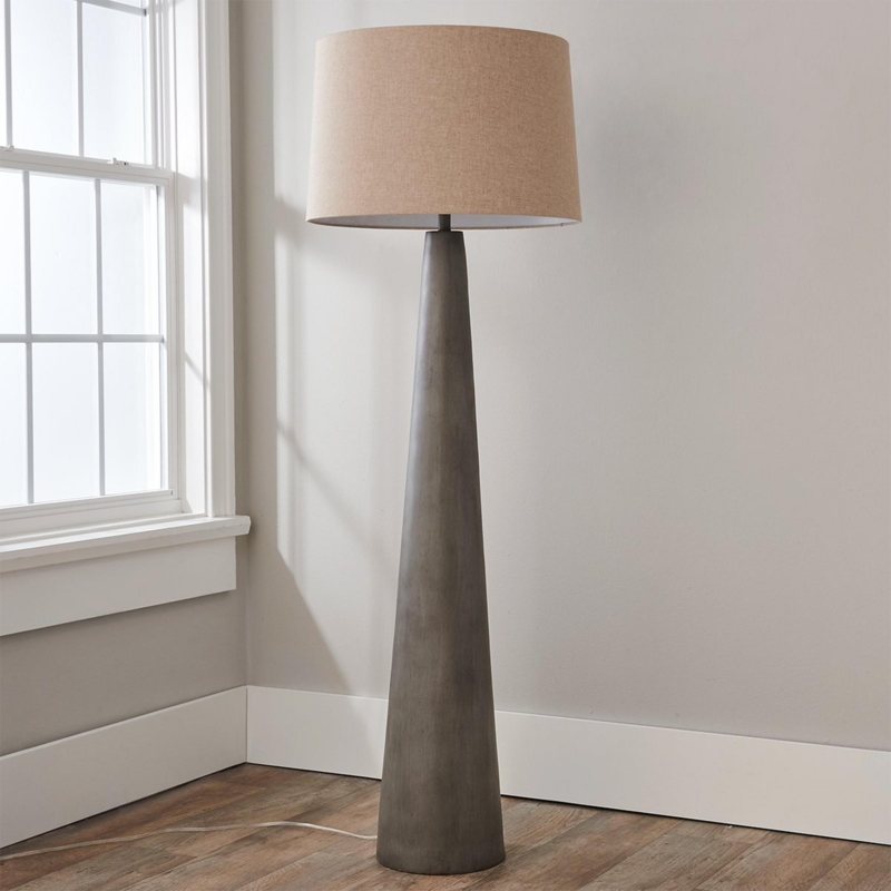Floor Lamp with Concrete Base & Oversized Shade for Earthy Lighting