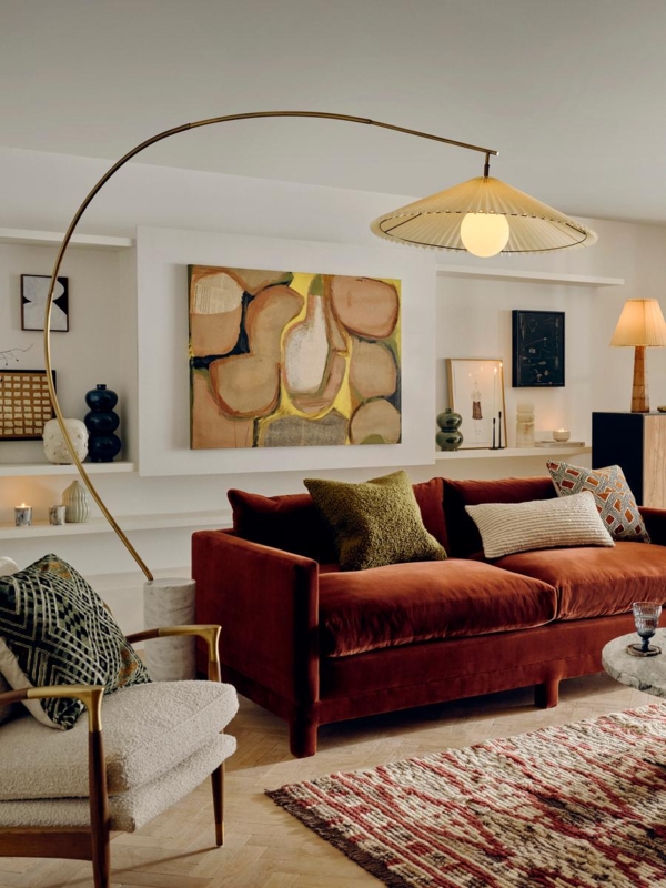 Floor Lamp with Frosted Globe Shade and Cylindrical Marble Base