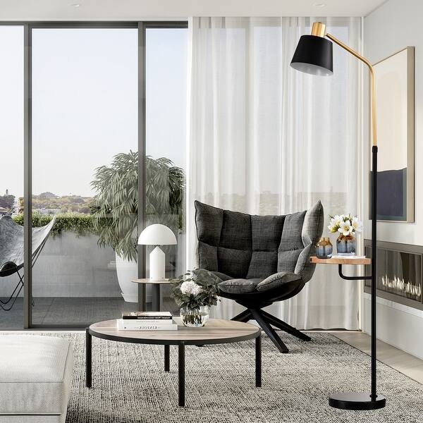 Floor Lamp with Marble Base, USB Charging Port, Slim Profile
