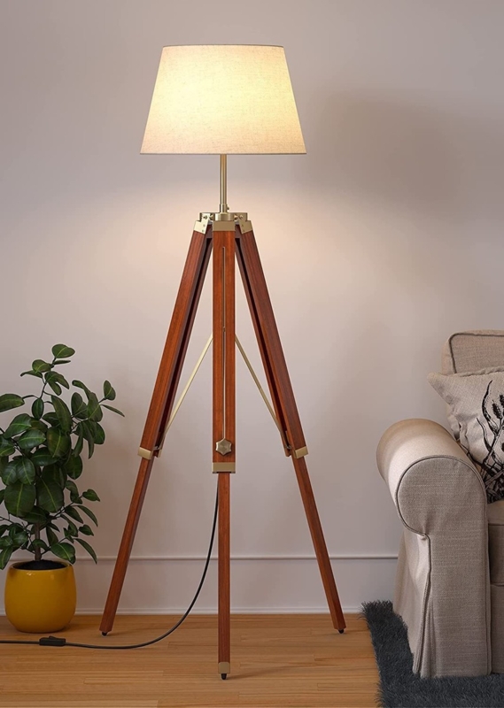 Floor Lamp with Searchlight Head, Telescoping Legs & Nautical Style