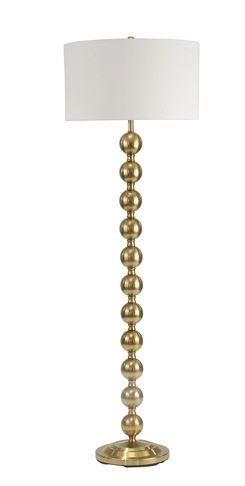 Floor Lamp with stacked ball base, glam style, and drum shade.