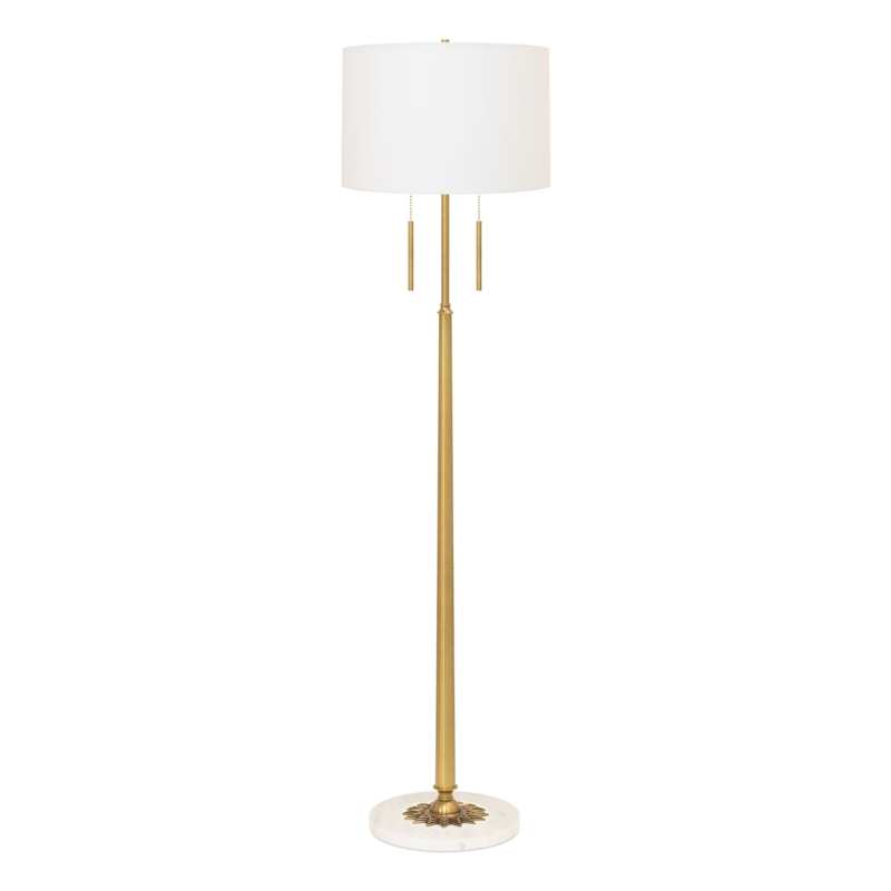 Floor Lamp with star-shaped stem, celestial style, and tapered drum shade.