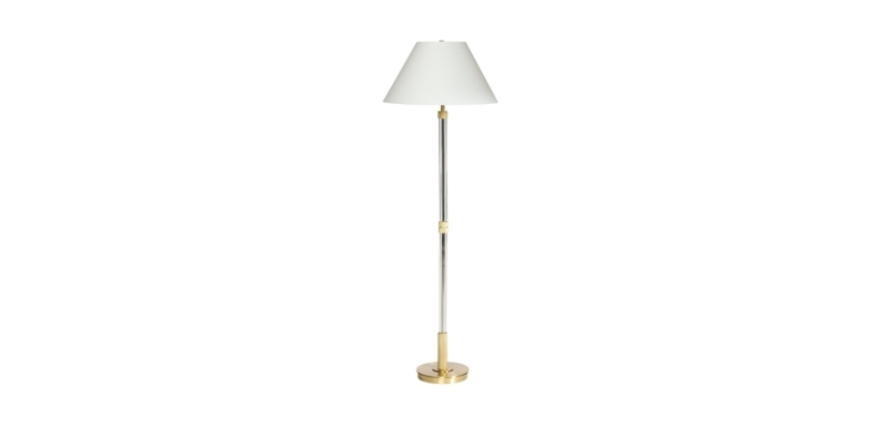 Floor Lamp With Transparent Base Polished Finish Wide Drum Shade