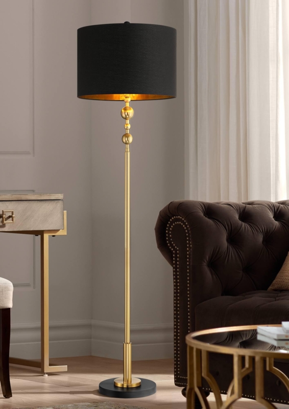 Floor Lamp with Ultra-Slim Pole, High-Contrast Polished Finish