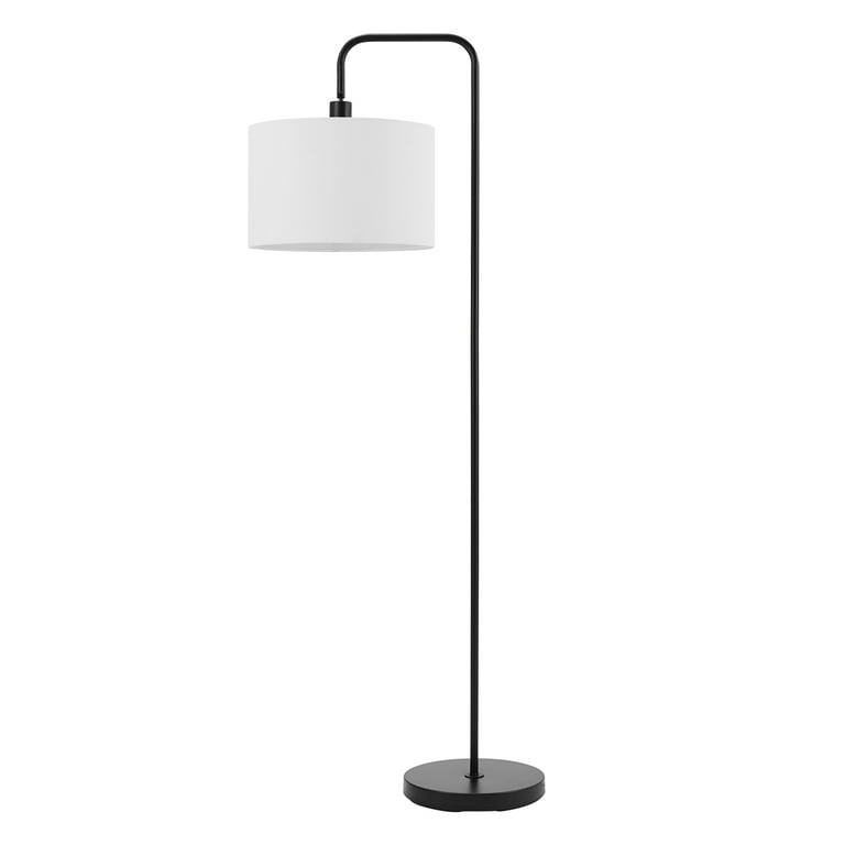 Floor Lamp with White Fabric Drum Shade and Pull Chain Feature