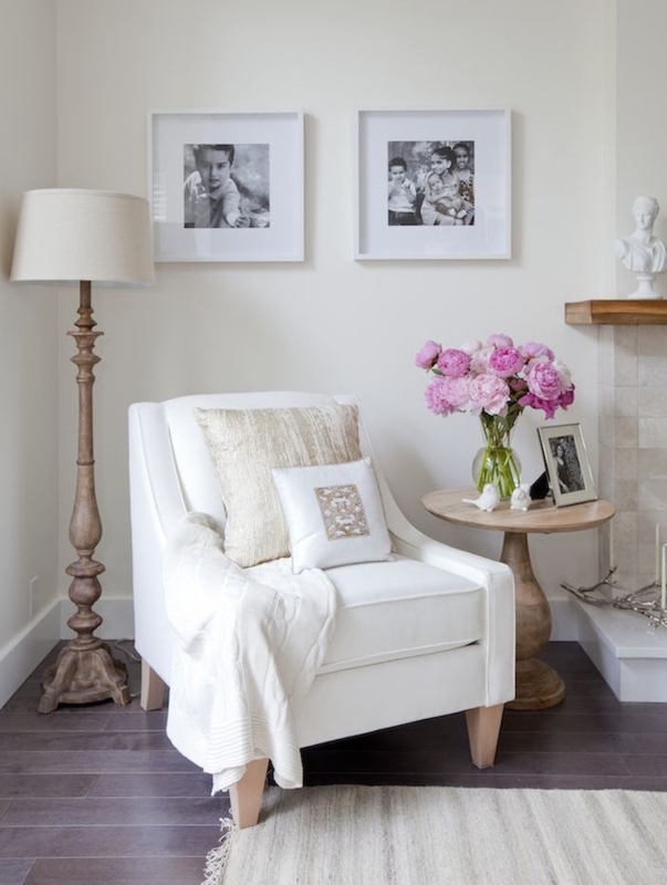 Floor Lamp Wood Tripod Base with White Drum Shade Modern Farmhouse