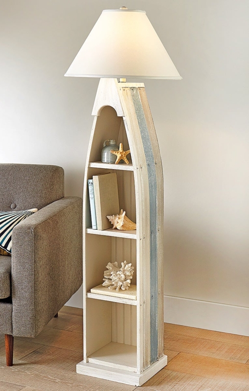 Floor Lamp Wooden Rowboat Base Oar Accents Nautical Theme